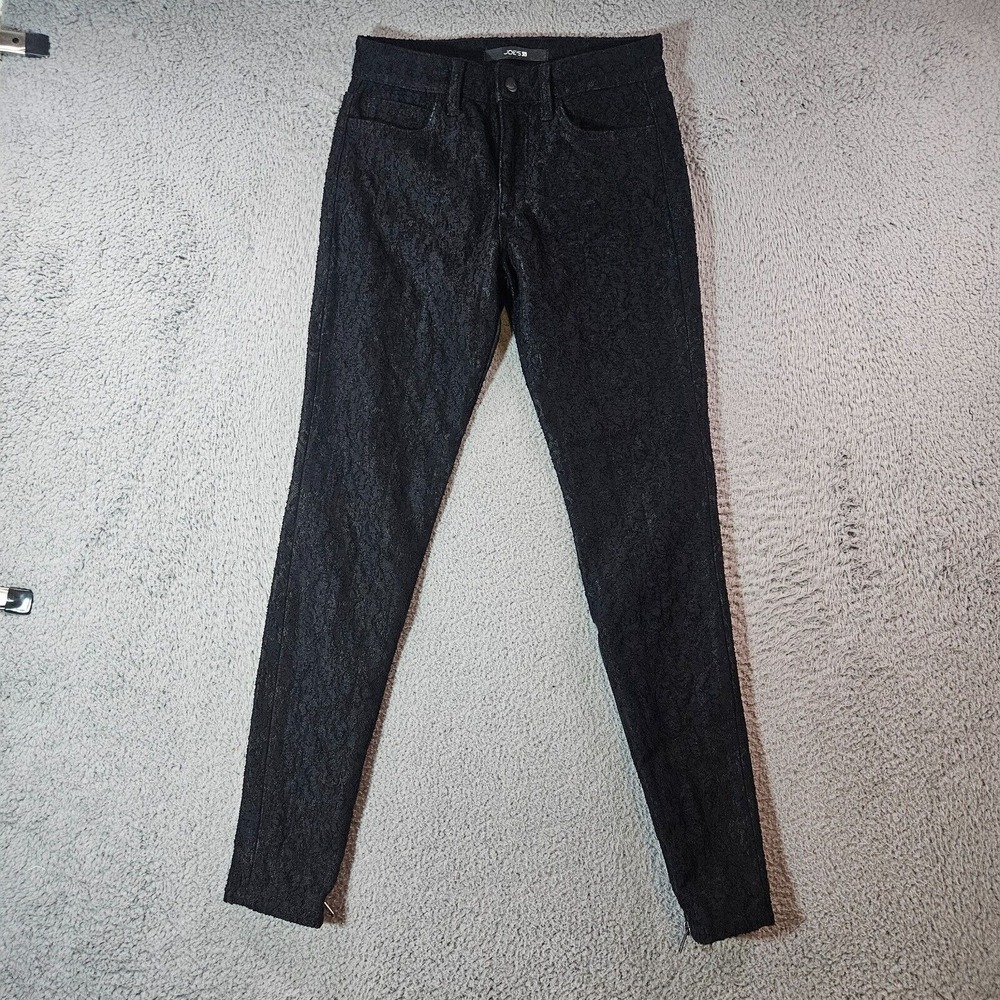 Joe's Jeans Pants Women Sz 26 Skinny Lace Overlay Ankle Zip Black
